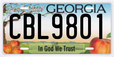 GA license plate CBL9801