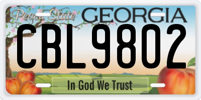 GA license plate CBL9802
