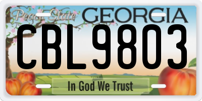 GA license plate CBL9803