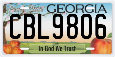 GA license plate CBL9806