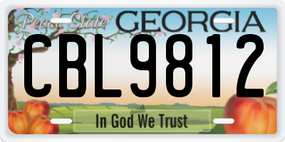 GA license plate CBL9812