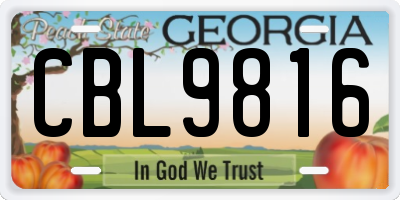 GA license plate CBL9816