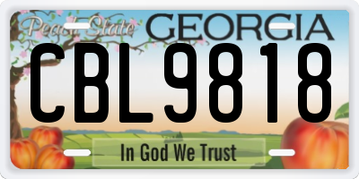 GA license plate CBL9818