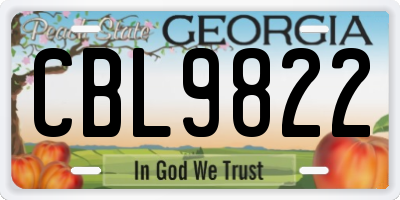 GA license plate CBL9822