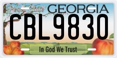 GA license plate CBL9830