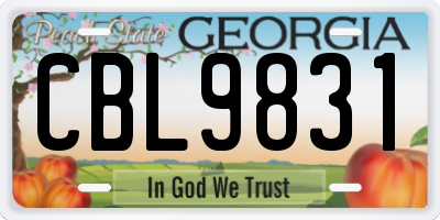 GA license plate CBL9831