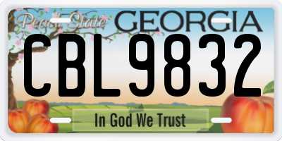 GA license plate CBL9832