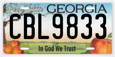 GA license plate CBL9833