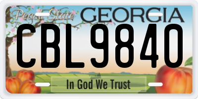 GA license plate CBL9840