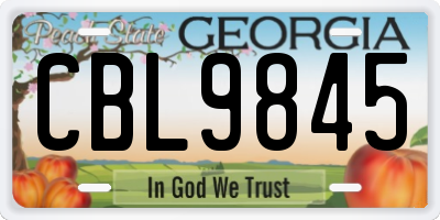 GA license plate CBL9845