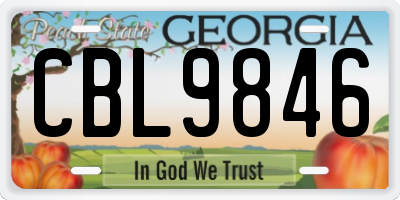 GA license plate CBL9846