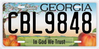 GA license plate CBL9848