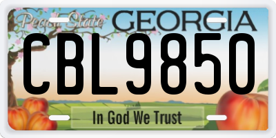 GA license plate CBL9850