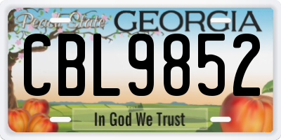 GA license plate CBL9852