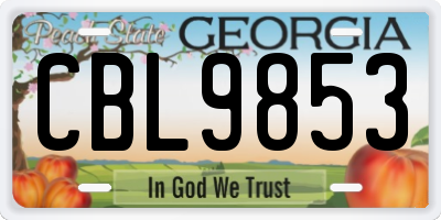 GA license plate CBL9853