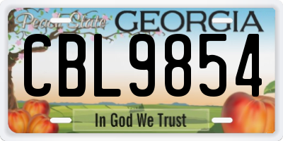 GA license plate CBL9854