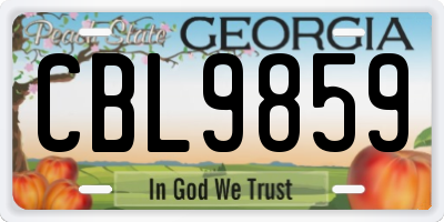 GA license plate CBL9859