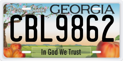 GA license plate CBL9862