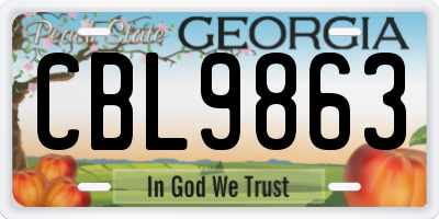 GA license plate CBL9863