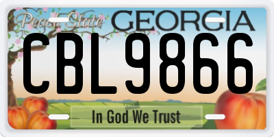 GA license plate CBL9866