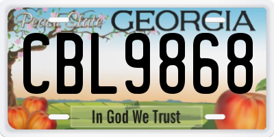 GA license plate CBL9868