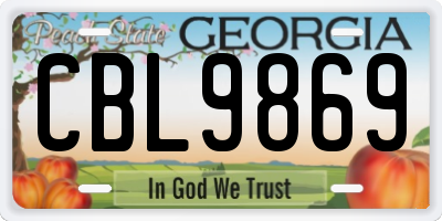 GA license plate CBL9869