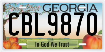 GA license plate CBL9870