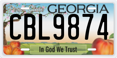 GA license plate CBL9874