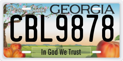 GA license plate CBL9878