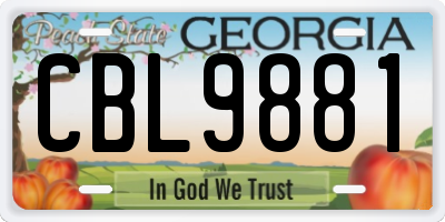 GA license plate CBL9881