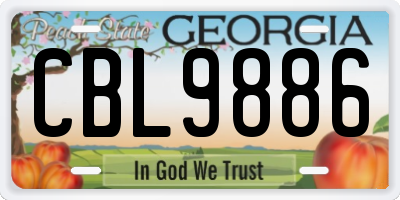 GA license plate CBL9886