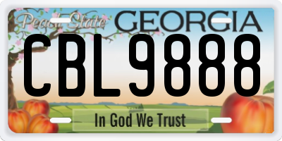 GA license plate CBL9888