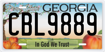 GA license plate CBL9889