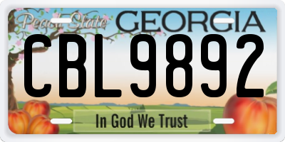 GA license plate CBL9892