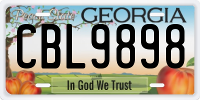 GA license plate CBL9898