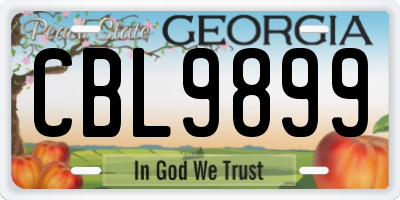 GA license plate CBL9899