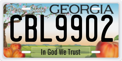 GA license plate CBL9902