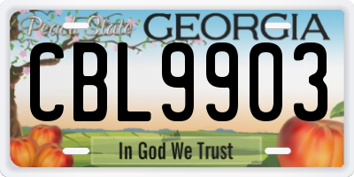 GA license plate CBL9903
