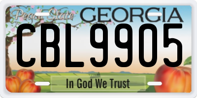 GA license plate CBL9905