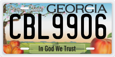 GA license plate CBL9906