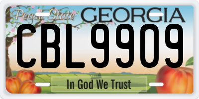 GA license plate CBL9909