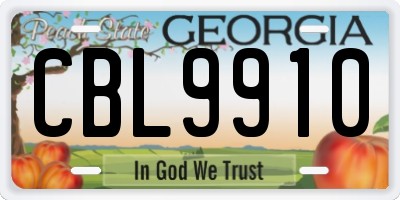 GA license plate CBL9910