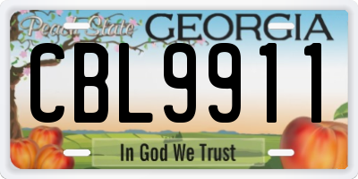 GA license plate CBL9911