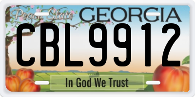 GA license plate CBL9912