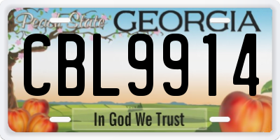 GA license plate CBL9914