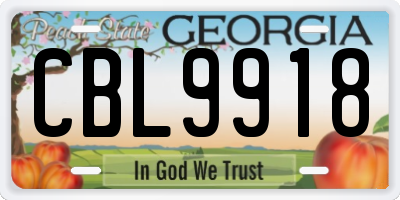 GA license plate CBL9918