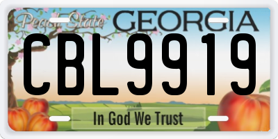 GA license plate CBL9919