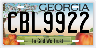 GA license plate CBL9922