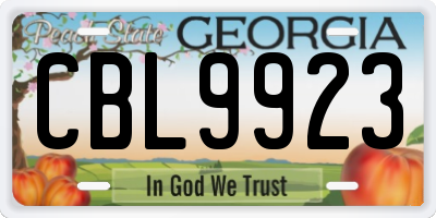 GA license plate CBL9923