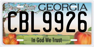 GA license plate CBL9926